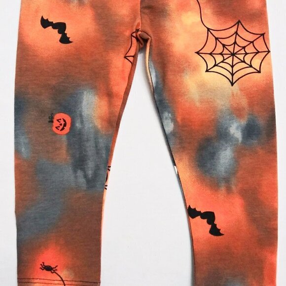 Spooky WAY TO CELEBRATE Halloween Tie Dye Baby Leggings Bats Spiders Sz 12 Mths - Picture 2 of 6